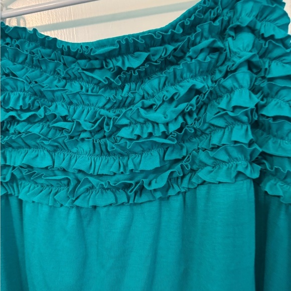Teal Ruffled Women's Swim Coverup, Sleeveless Shift Hersey comfy. NEVER WORN XL - Picture 3 of 4